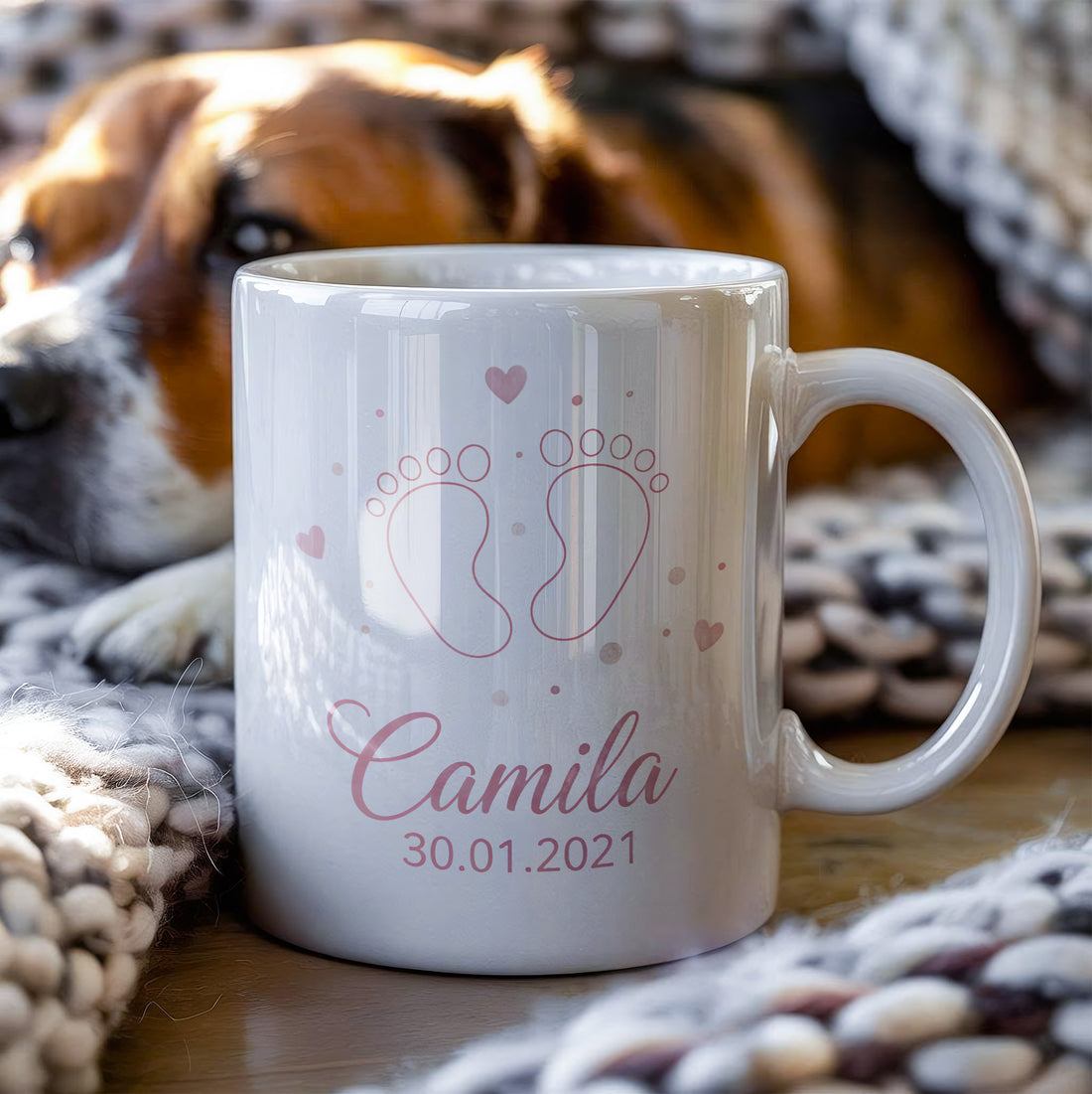 Personalized Baby Footprint Mug – Custom Name & Date, Baby Shower Gift, Cute Gift for New Parents, Newborn Baby Mug |Mug 31