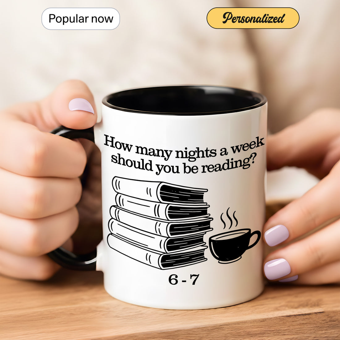 How Many Nights a Week Should You Be Reading Mug – Book Lover Coffee Mug, Funny Reading Mug for Readers & Bookworms |Mug 04