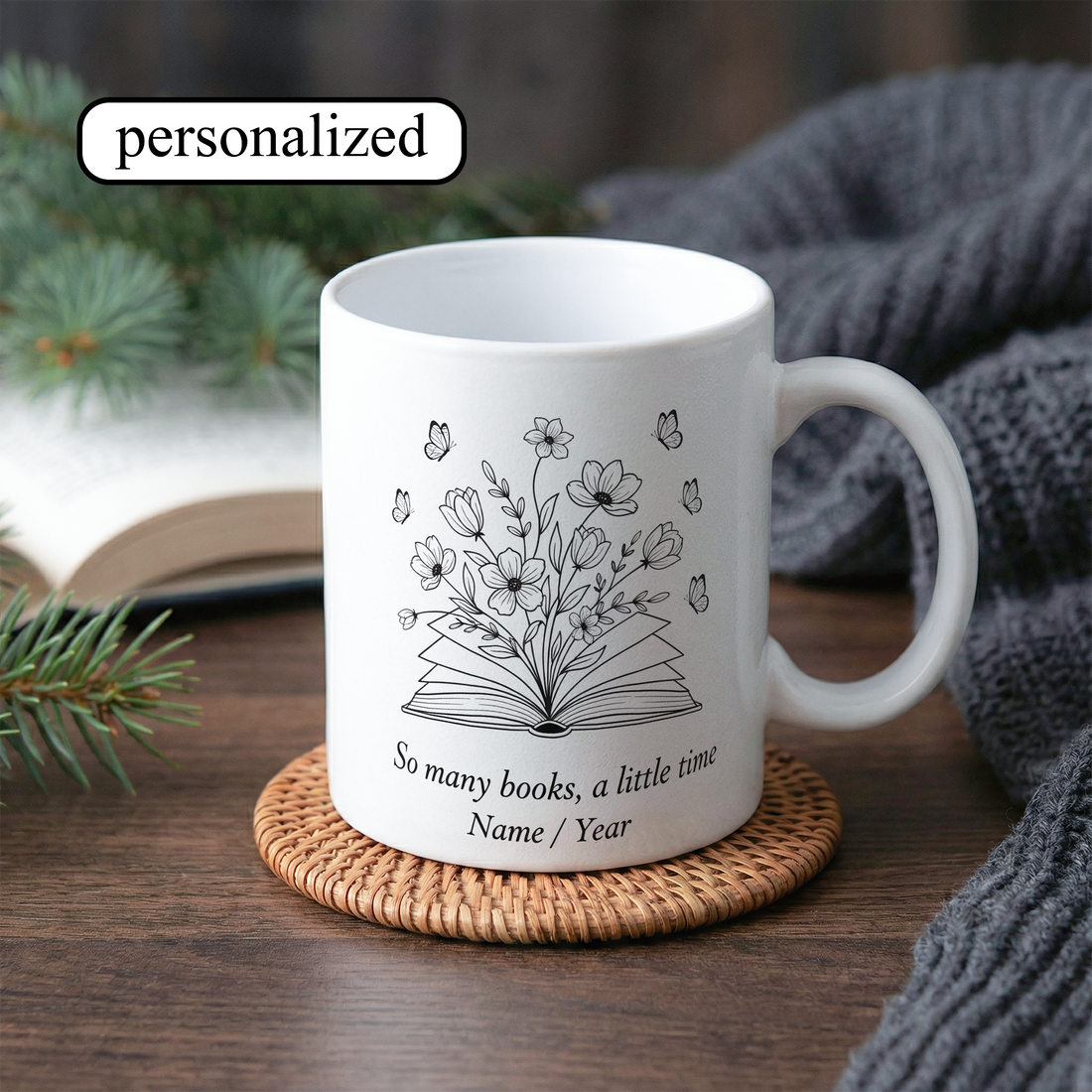 So Many Books, So Little Time Personalized Mug – Minimalist Book Lover Coffee Cup – Custom Name Literary Gift |Mug 82