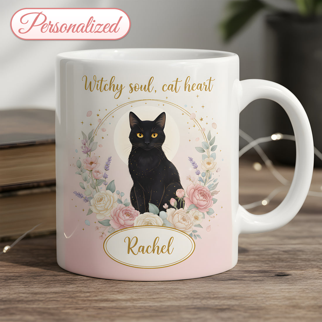 Personalized Black Cat Mom Mug – Custom Cat Lover Coffee Cup – Gift for Cat Mom | Mug 86