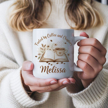 Fueled by Coffee and Chapters Mug – Personalized Coffee Mug for Book Lovers, Reading and Coffee Mug Gift for Bookworms| Mug 19