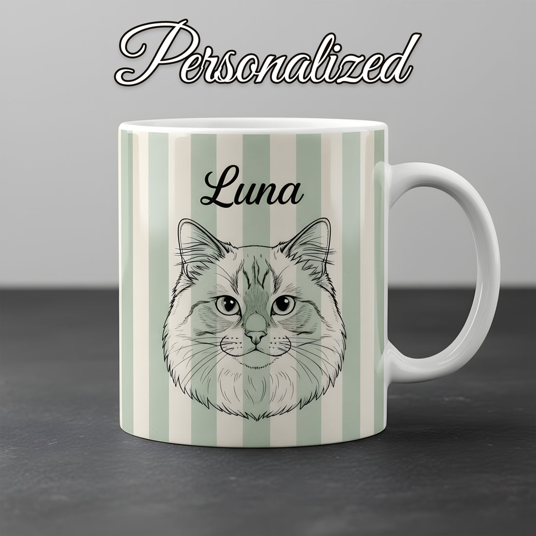 Personalized Cat Mug with Name – Custom Cat Portrait Coffee Cup – Cat Lover Gift – Unique Cat Mom Present |Mug 24
