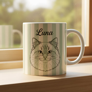 Personalized Cat Mug with Name – Custom Cat Portrait Coffee Cup – Cat Lover Gift – Unique Cat Mom Present |Mug 24
