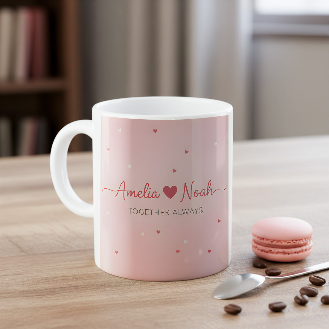 Personalized Name Mug with Heart – Custom Romantic Coffee Cup – Cute Pink Gift for Girlfriend, Wife or Couple| Mug 26