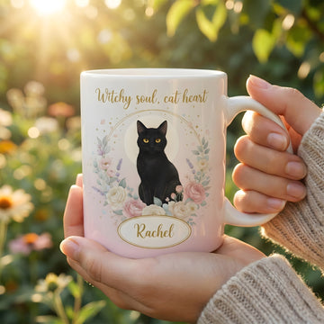 Personalized Black Cat Mom Mug – Custom Cat Lover Coffee Cup – Gift for Cat Mom | Mug 86