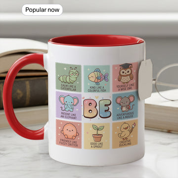 Cute Animal Themed Be Positive Ceramic Mug - Fun Motivational Coffee Mug - Gifts for Kids, Teachers, Students, Animal Lovers - Encouraging Message Mug |Mug 06