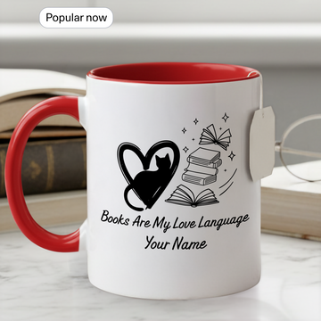 Books Are My Love Language Personalized Mug – Custom Name Book Lover Coffee Cup – Literary Gift for Readers |Mug 92