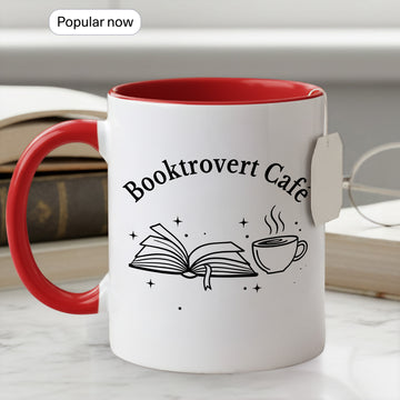 Booktrovert Cafe Mug – Book Lover Coffee Cup – Introvert Reader Gift – Multi Color Ringer Mug 11oz 15oz |mug 102