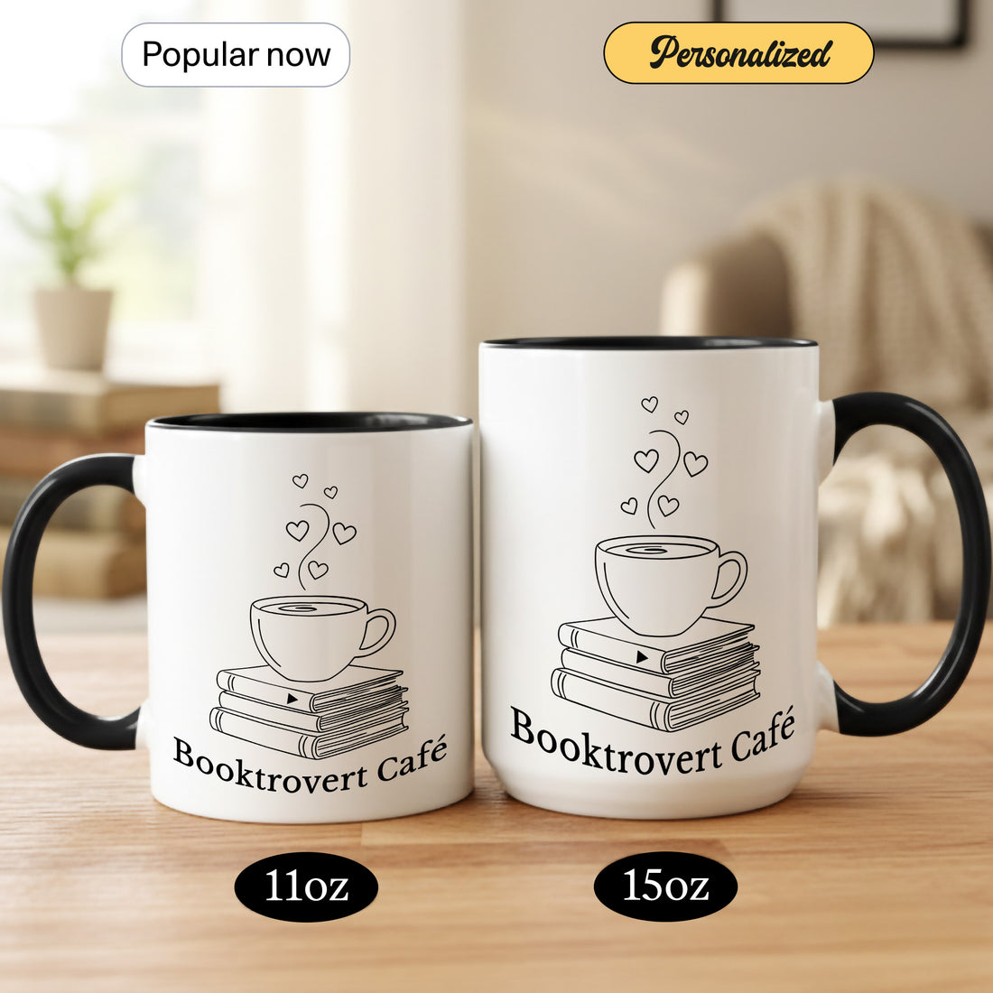 Booktrovert Café Mug Set – Personalized Book Lover Mug, Cute Introvert Coffee Mug, Gift for Bookworms and Readers |Mug 11