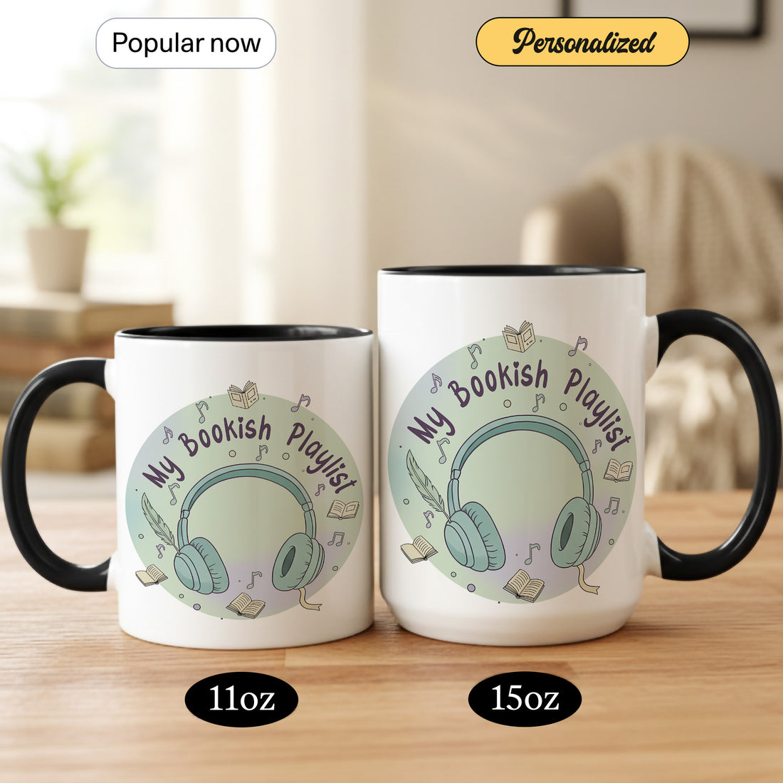My Bookish Playlist Mug – Personalized Coffee Mug for Book Lovers, Music and Books Mug, Gift for Bookworms | Mug 16