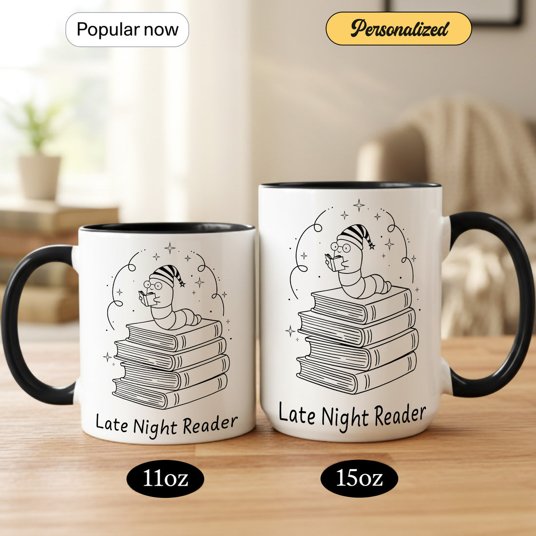 Late Night Reader Mug – Book Lover Coffee Mug, Cozy Reading Mug, Night Owl Bookworm Gift |Mug 07