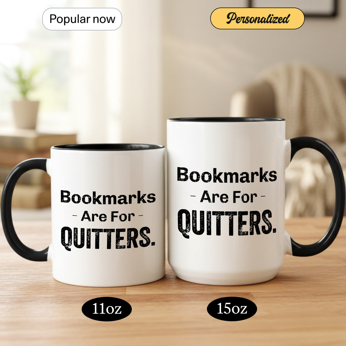 Bookmarks Are For Quitters Mug – Funny Book Lover Coffee Cup – Reader Humor Gift – Multi Color Ringer Mug 11oz 15oz |Mug 105