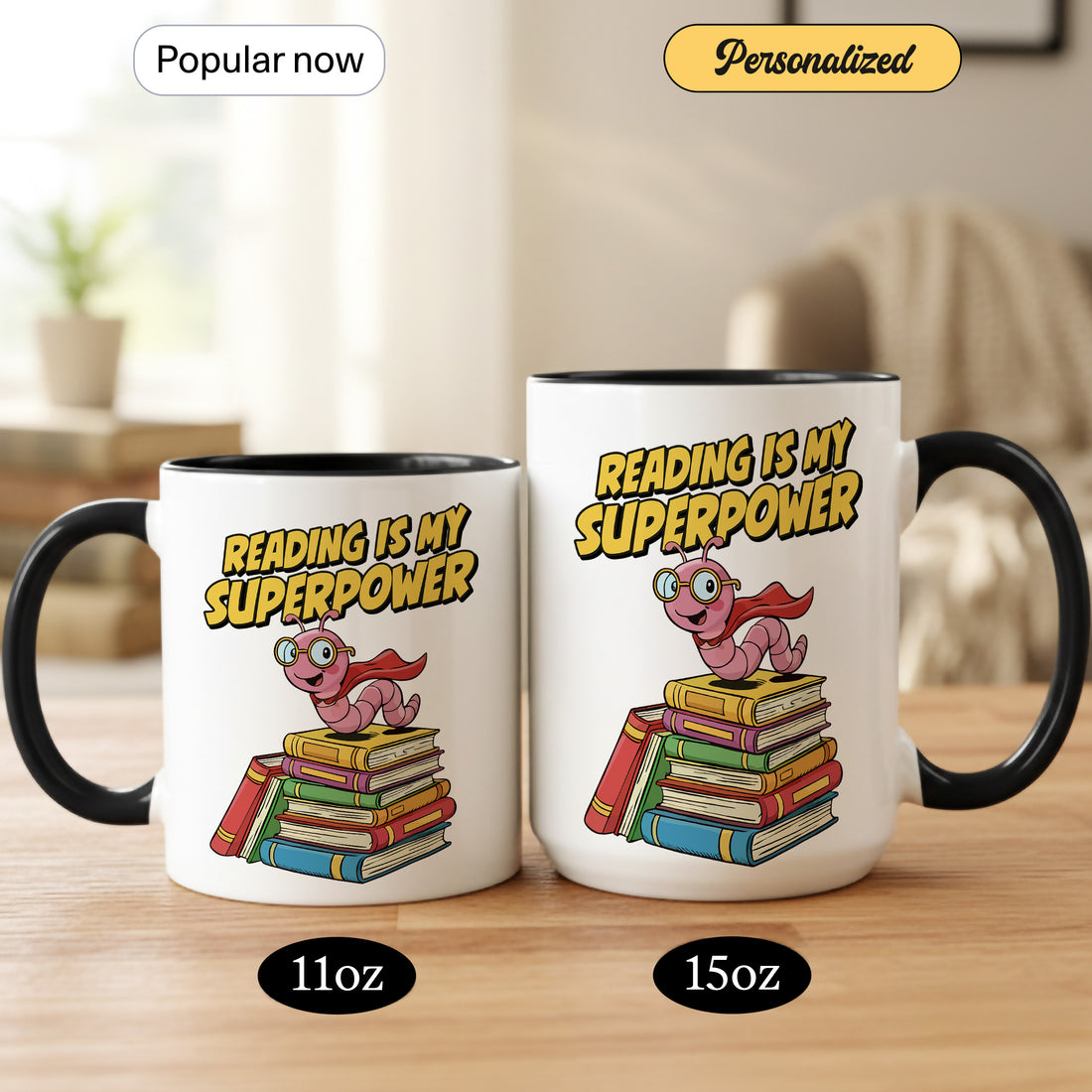 Reading Is My Superpower Mug – Book Lover Coffee Mug, Inspirational Reading Mug, Gift for Readers & Bookworms | Mug 02