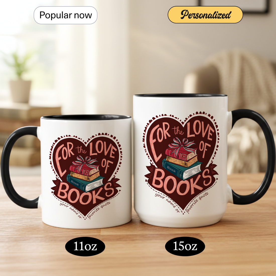 For The Love Of Books Mug – Book Lover Coffee Cup – Reader Gift – Bookworm Aesthetic Mug – 11oz 15oz Ringer Mug |Mug 139