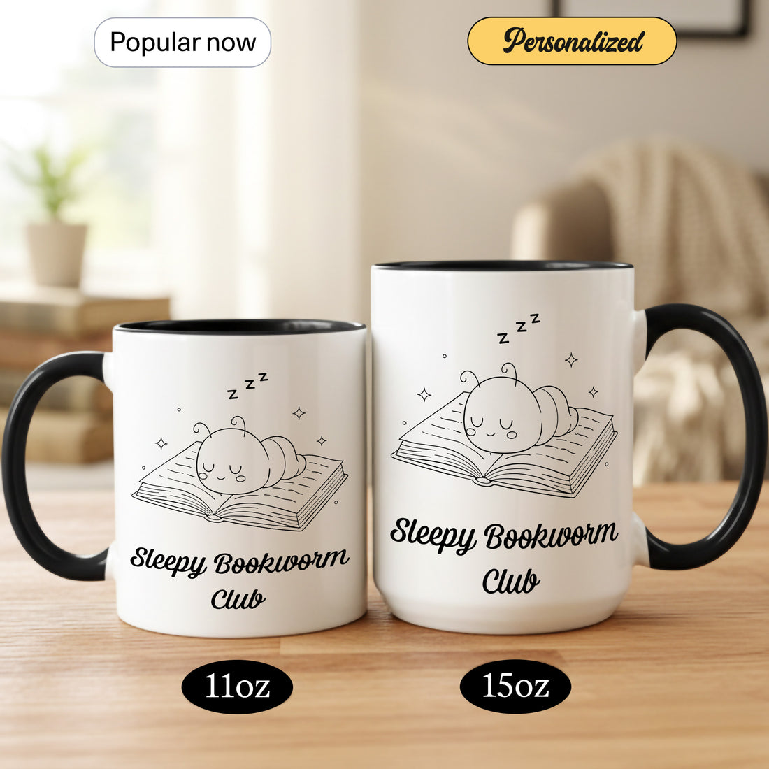 Sleepy Bookworm Club Mug – Cute Book Lover Coffee Cup – Cozy Reader Gift – Ringer Mug 11oz 15oz |mug 101