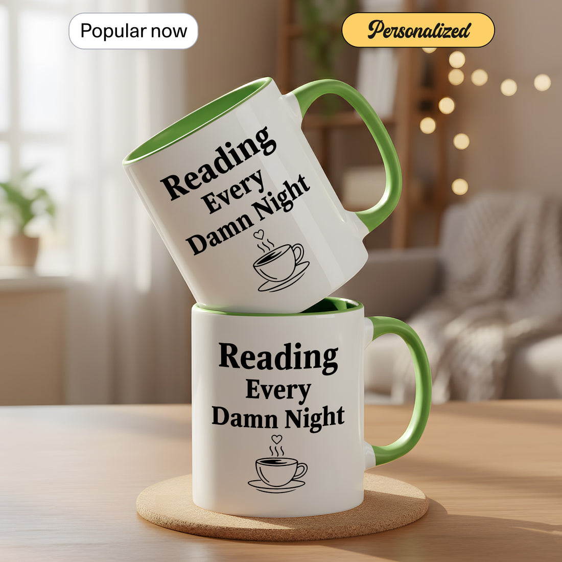 Reading Every Damn Night Mug – Funny Personalized Coffee Mug for Book Lovers, Reading Mug Gift for Bookworms |Mug 12