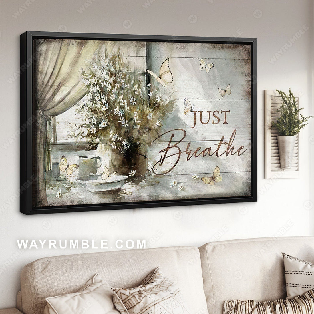 Flower painting, Flower vase by the window, Vintage painting, Just breathe - Jesus, Still arts, Landscape Canvas Prints, Wall Art