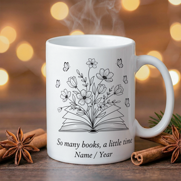 So Many Books, So Little Time Personalized Mug – Minimalist Book Lover Coffee Cup – Custom Name Literary Gift |Mug 82