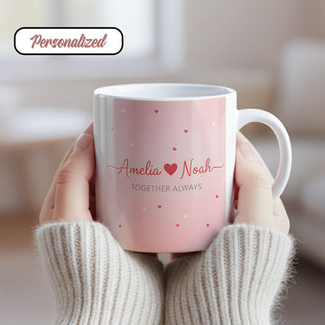 Personalized Name Mug with Heart – Custom Romantic Coffee Cup – Cute Pink Gift for Girlfriend, Wife or Couple| Mug 26